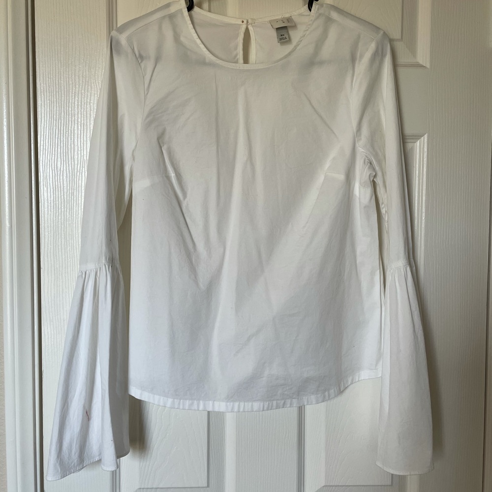 White long-sleeve blouse